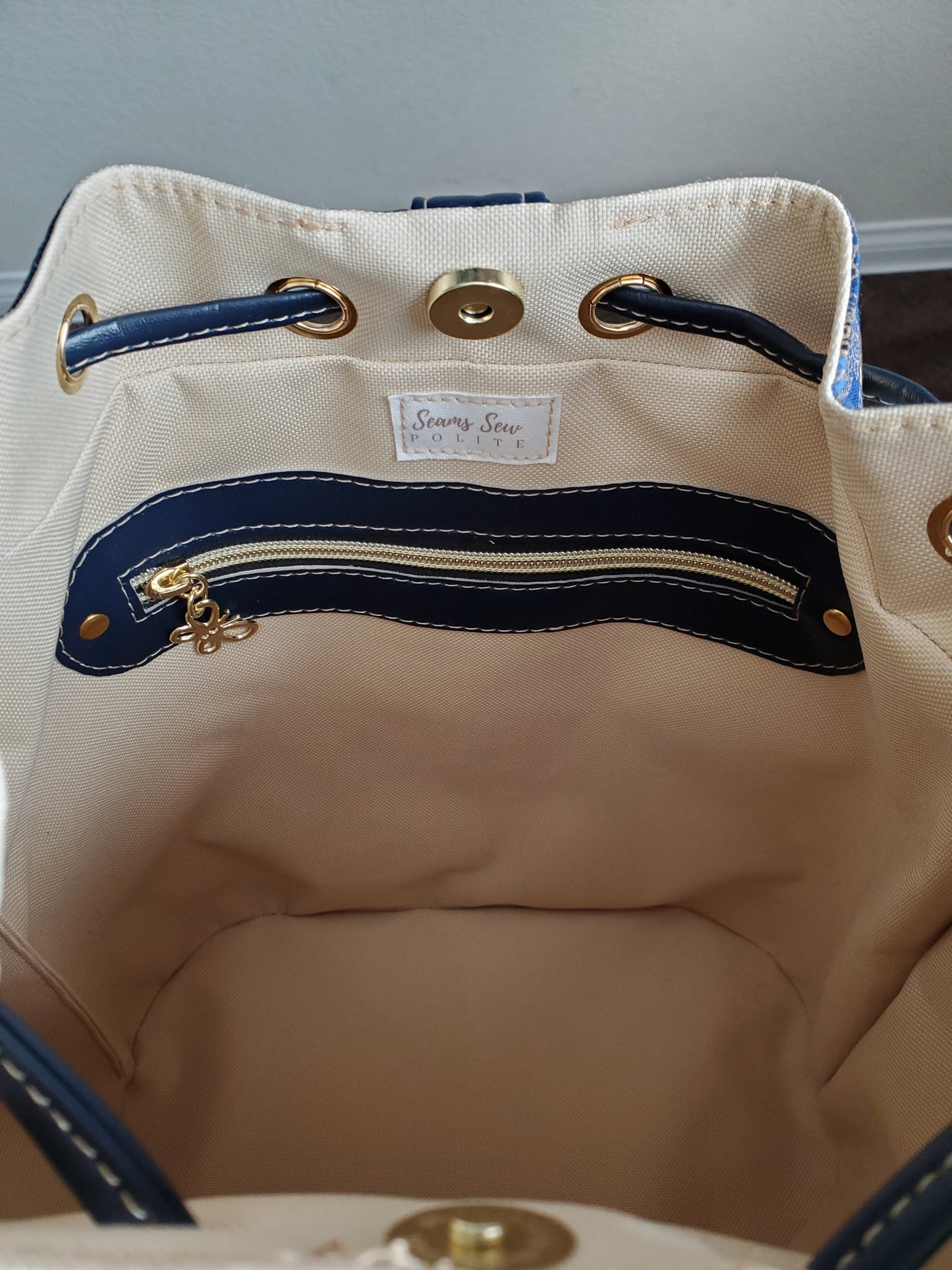 Navy Blue, Royal and Gold Convertible Backpack