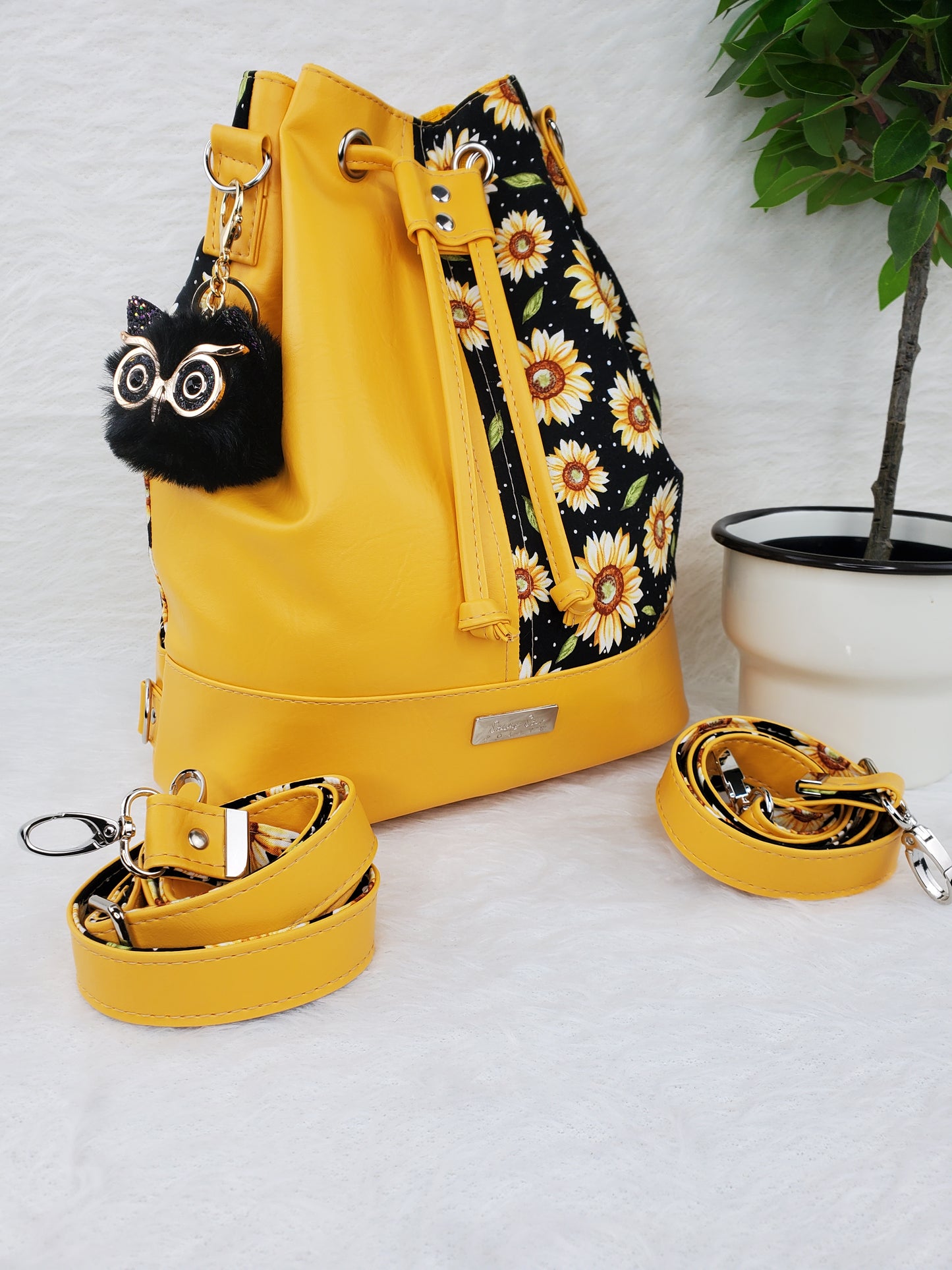 Yellow Sunflower Convertible Backpack