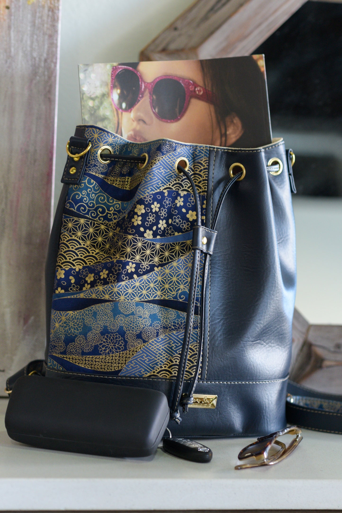 Navy Blue, Royal and Gold Convertible Backpack