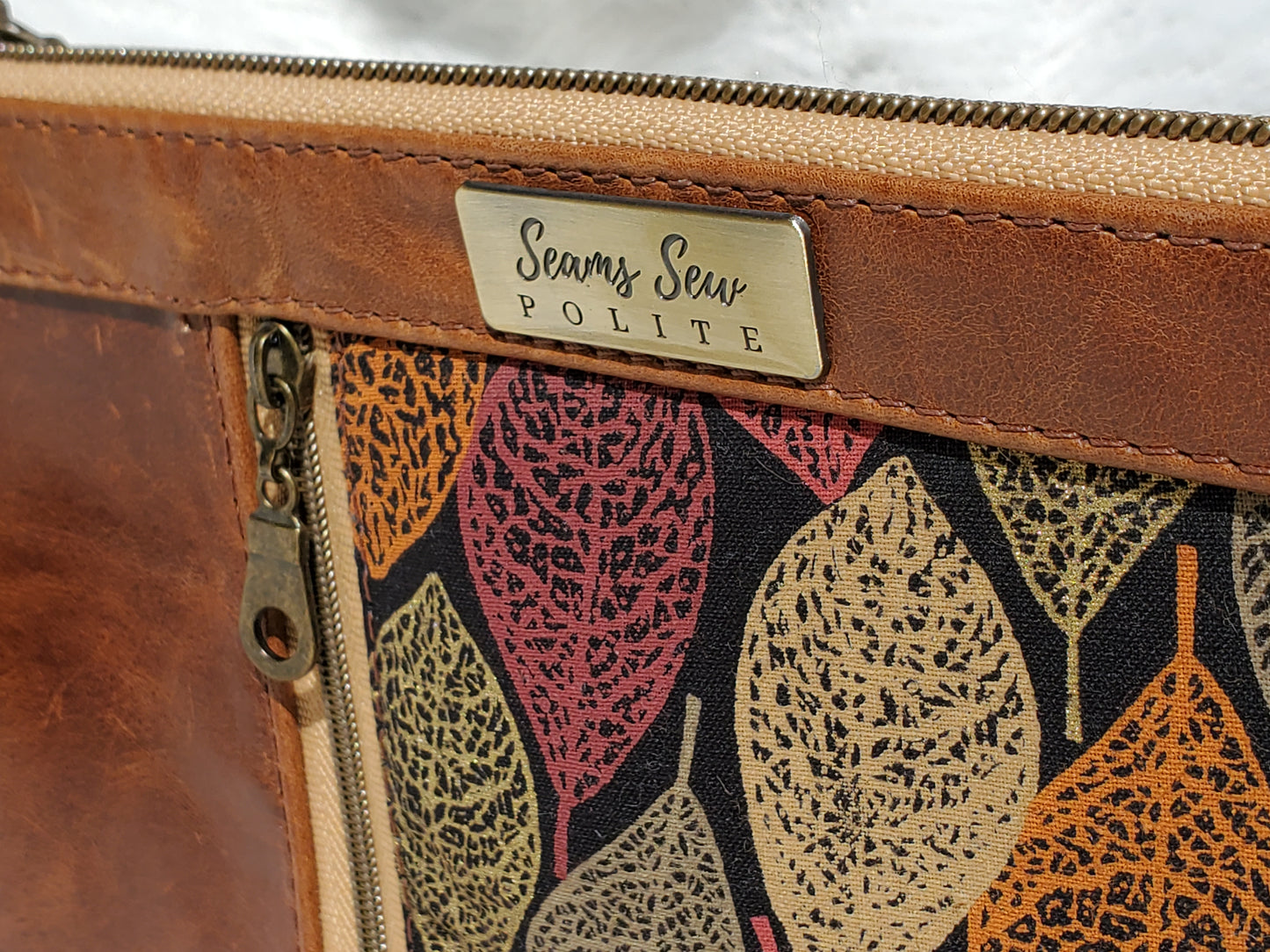 Multicolored Leaf Leather Clutch