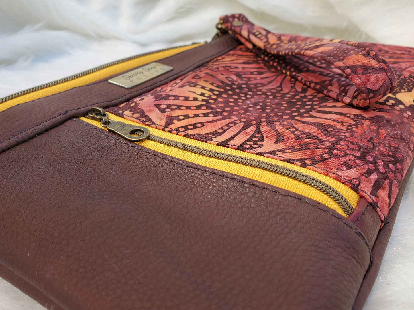 Wine leather with fall sunflowers