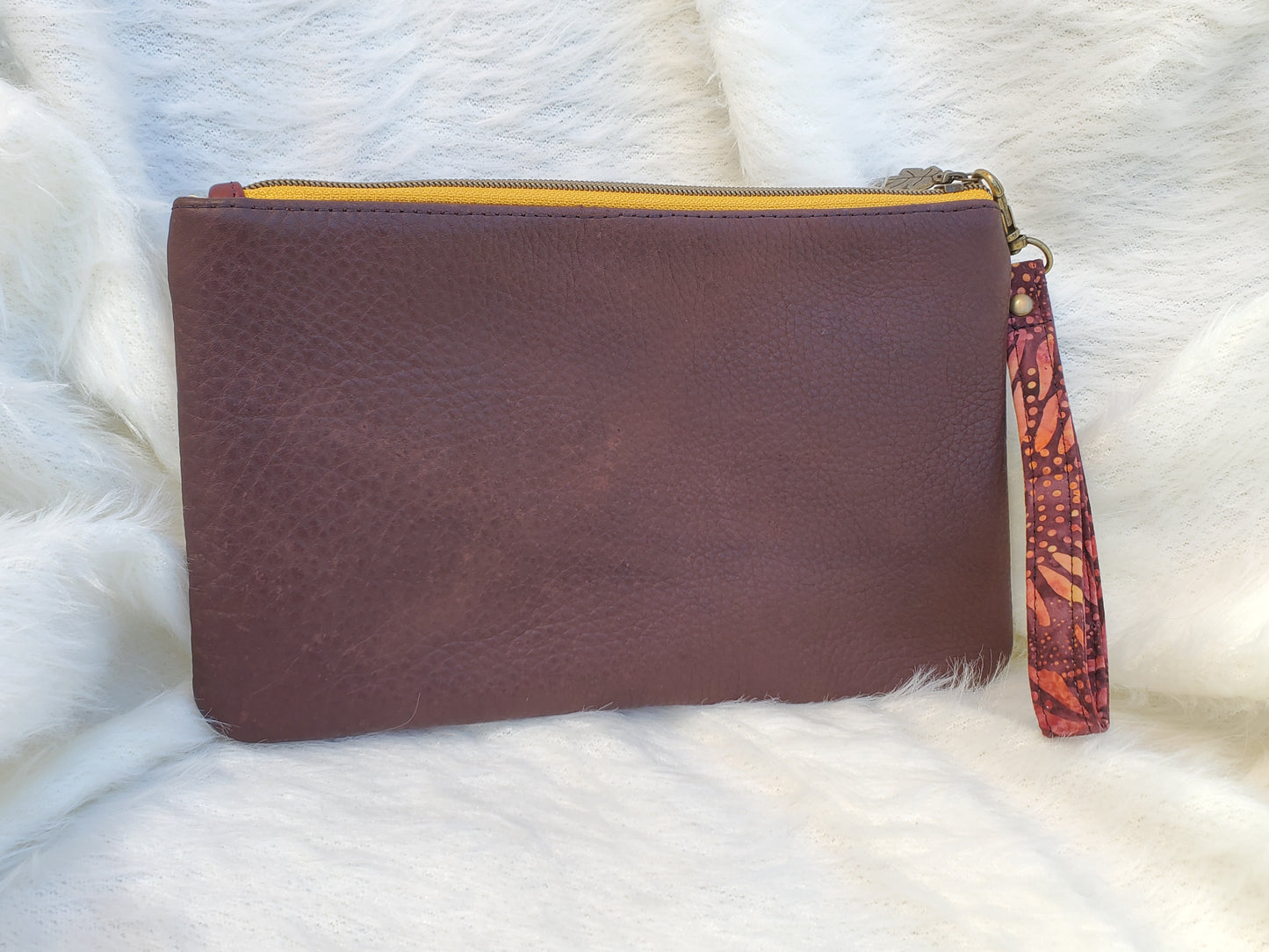 Wine leather with fall sunflowers