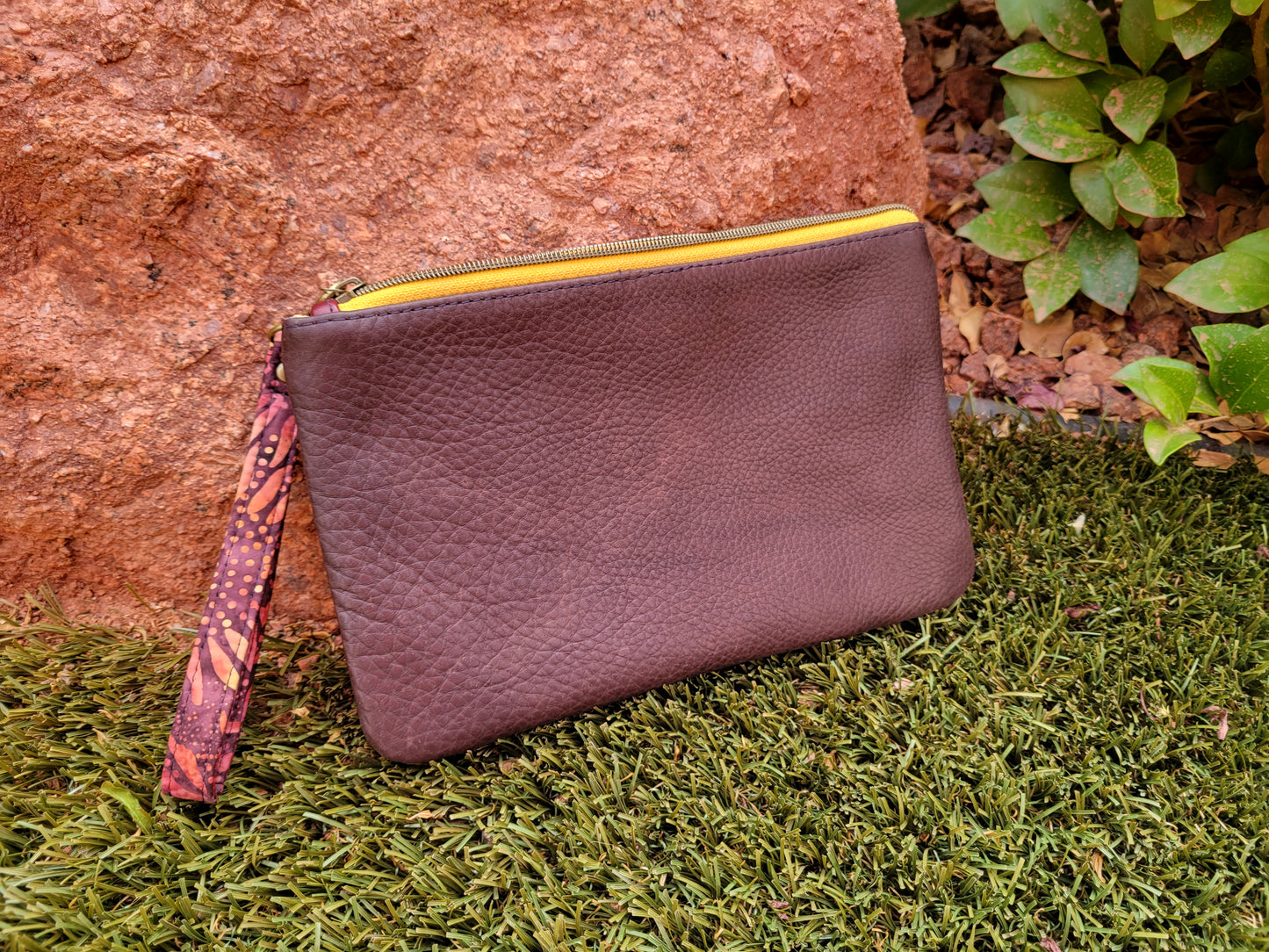 Wine leather with fall sunflowers