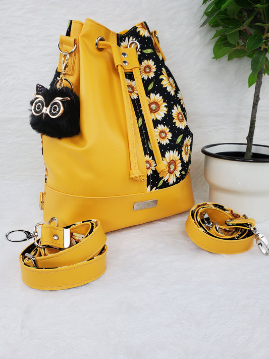 Yellow Sunflower Convertible Backpack