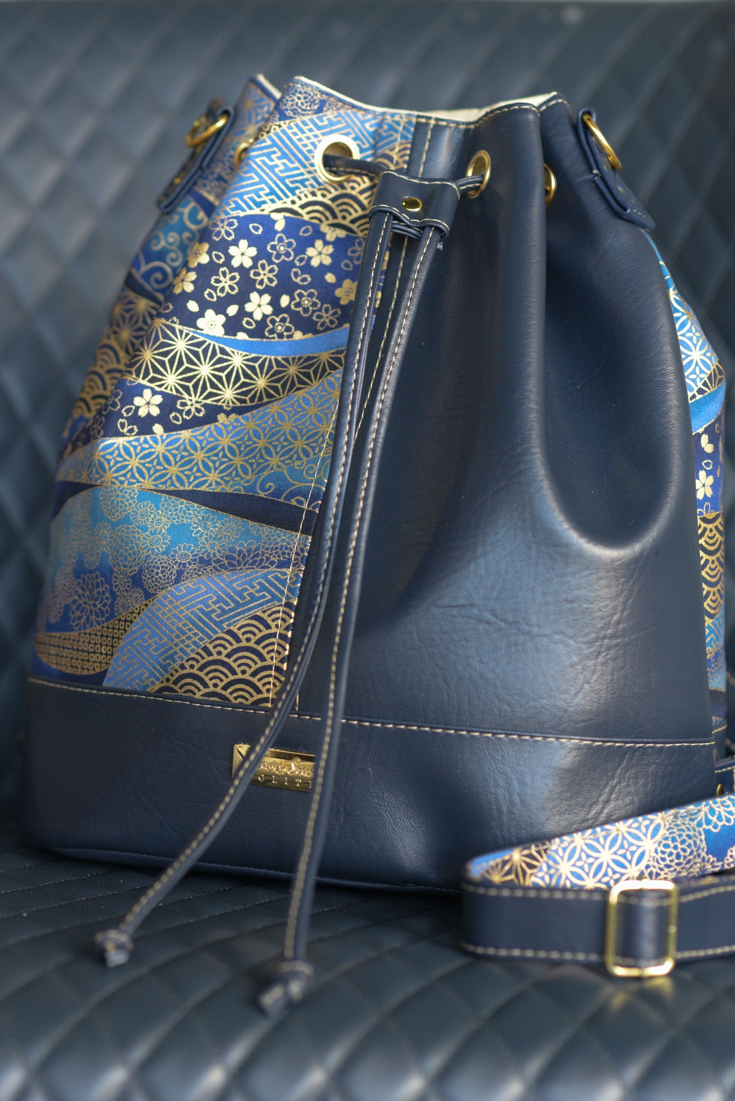 Navy Blue, Royal and Gold Convertible Backpack