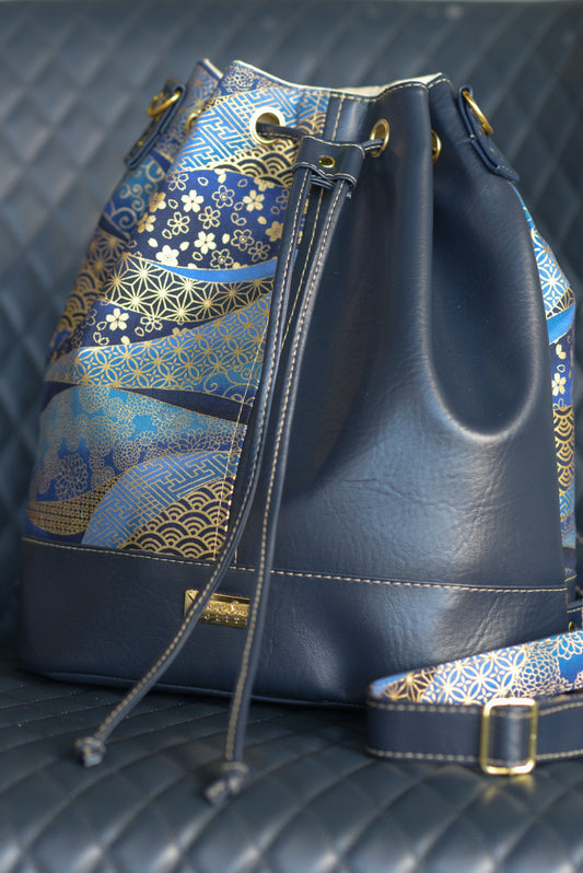 Navy Blue, Royal and Gold Convertible Backpack